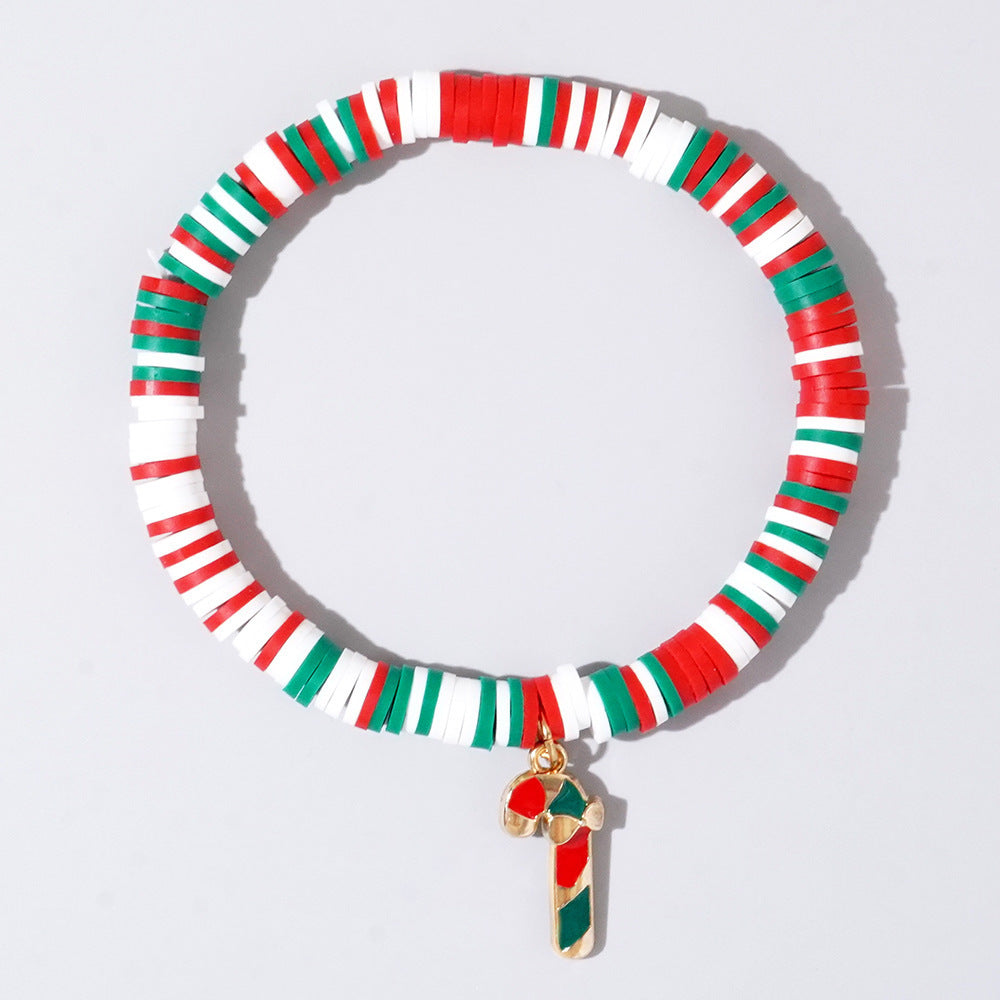 Christmas Polymer Clay Beaded Bracelet