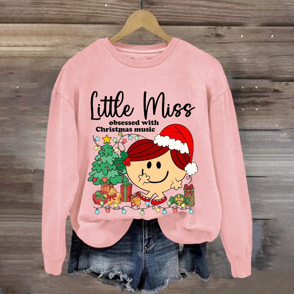 Little Miss Obsessed With Christmas Music Sweatshirt