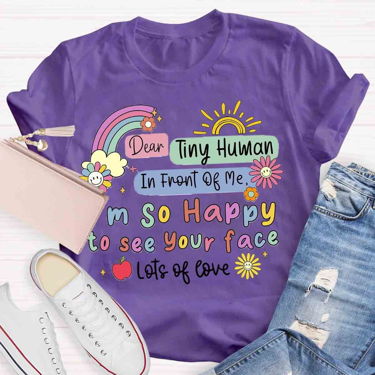 So Happy To See Your Face Teacher Casual Print T-shirt