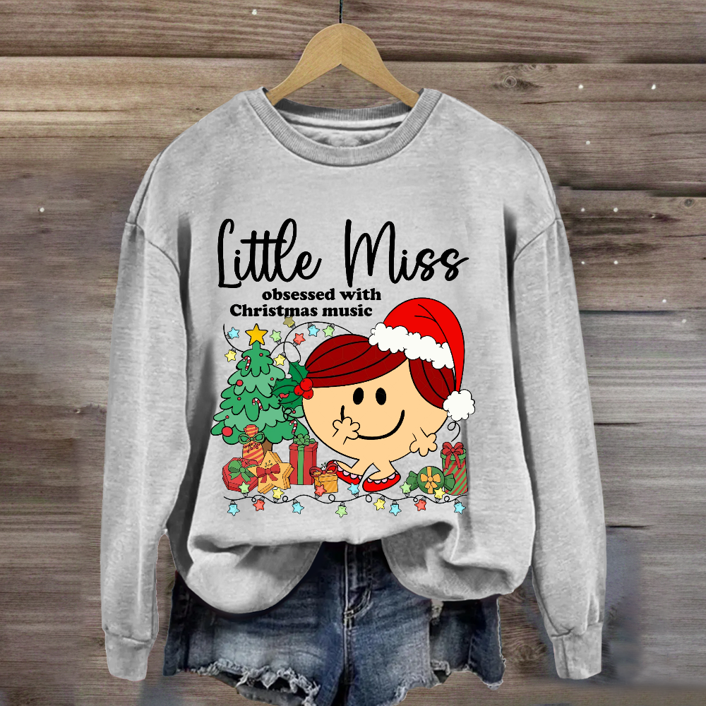 Little Miss Obsessed With Christmas Music Sweatshirt