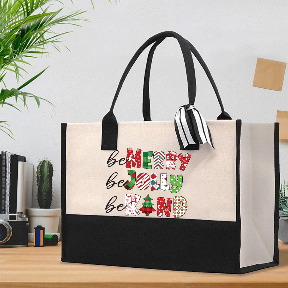 Be Merry Be Jolly Be Kind Cotton Tote Bag