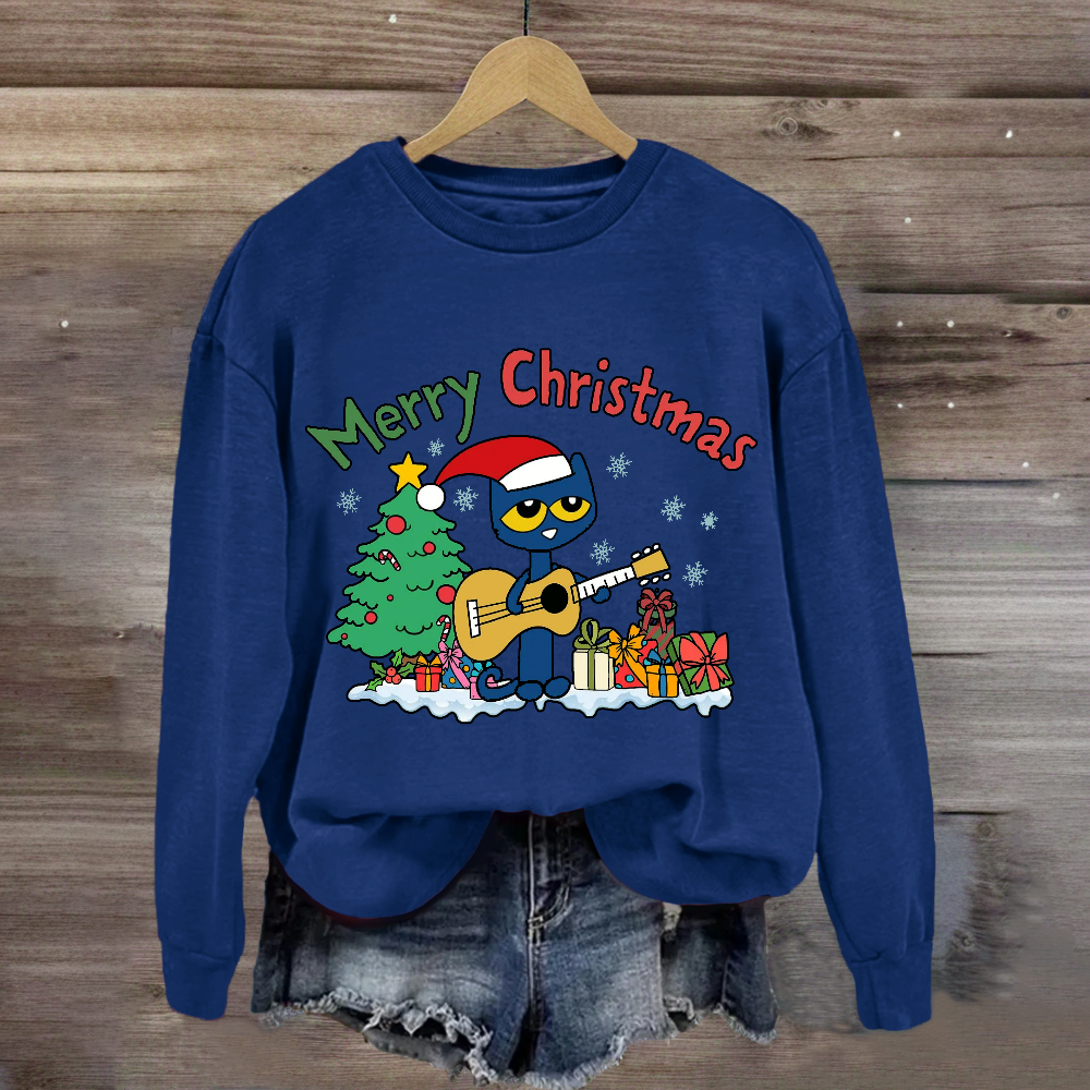 Merry Christmas Pete Groovy Cat Sweatshirt