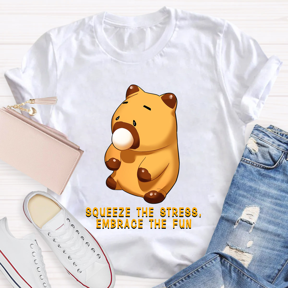 Squeeze The Stress, Embrace The Fun Capybara T-Shirt