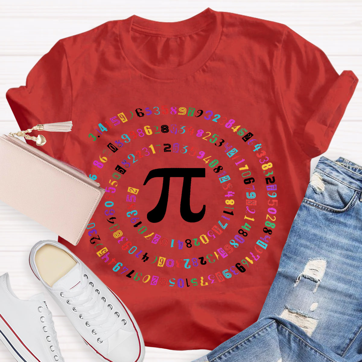 Happy Pi Day Colorful Pi Teacher T-Shirt