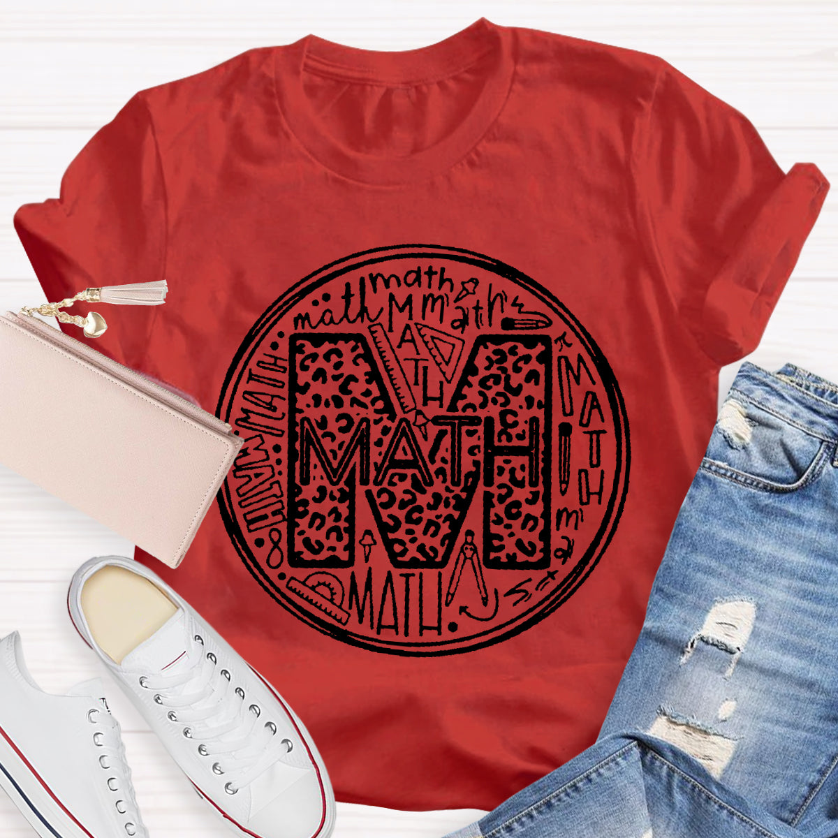 Multi-font Math Teacher T-Shirt