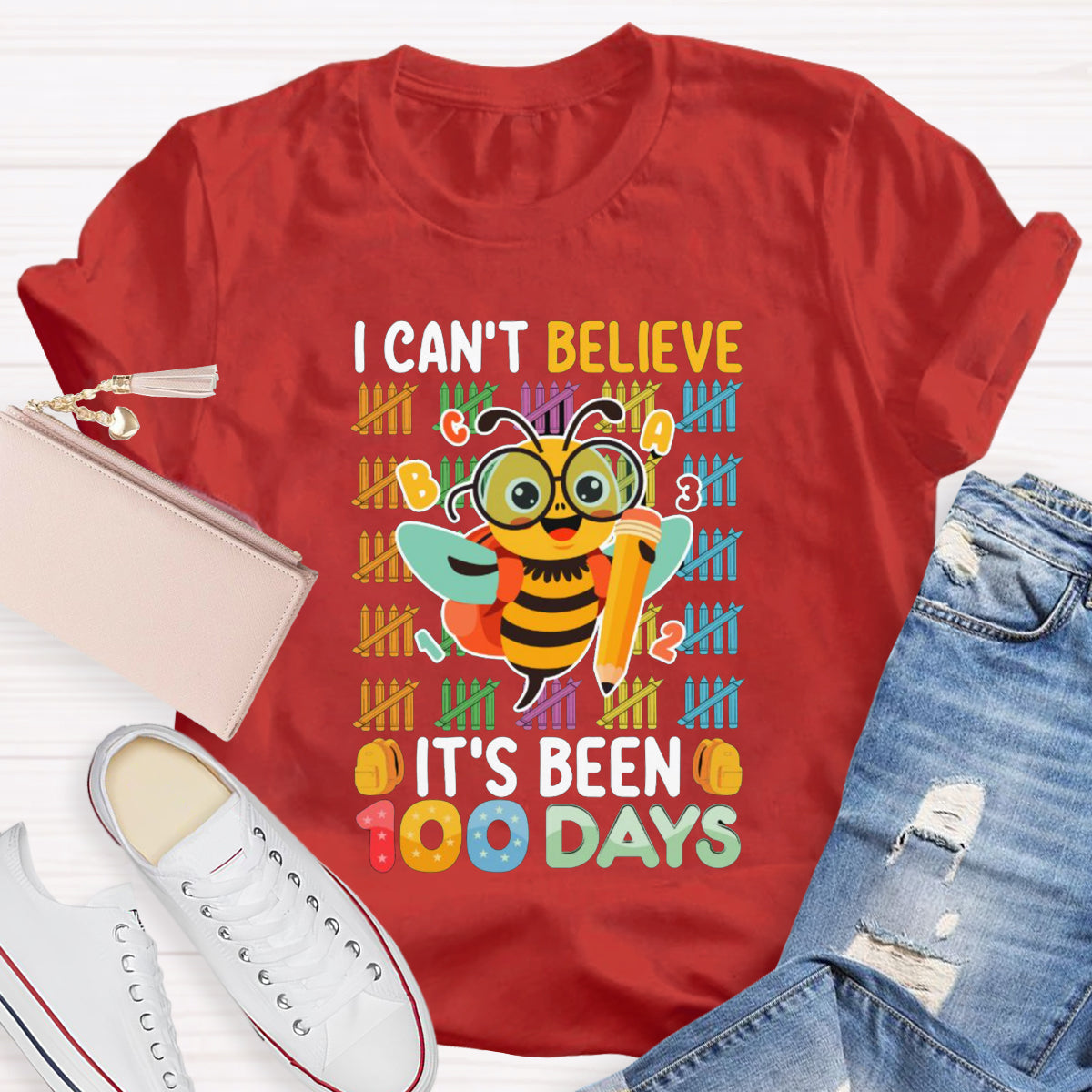 I Can't Believe It'S Been 100 Days Bee Teacher T-Shirt