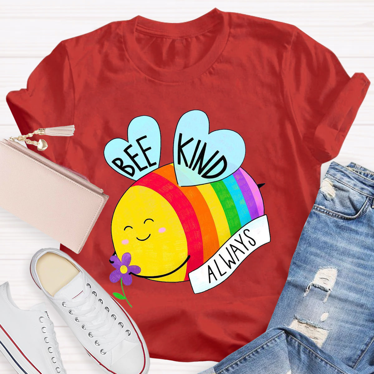 Be Kind Always Colorful Bee Teacher T-Shirt