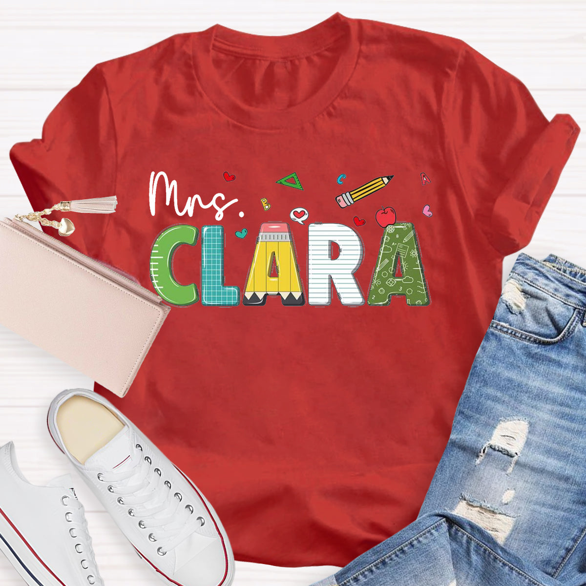 Personalized Name Mrs Clara Teacher T-Shirt