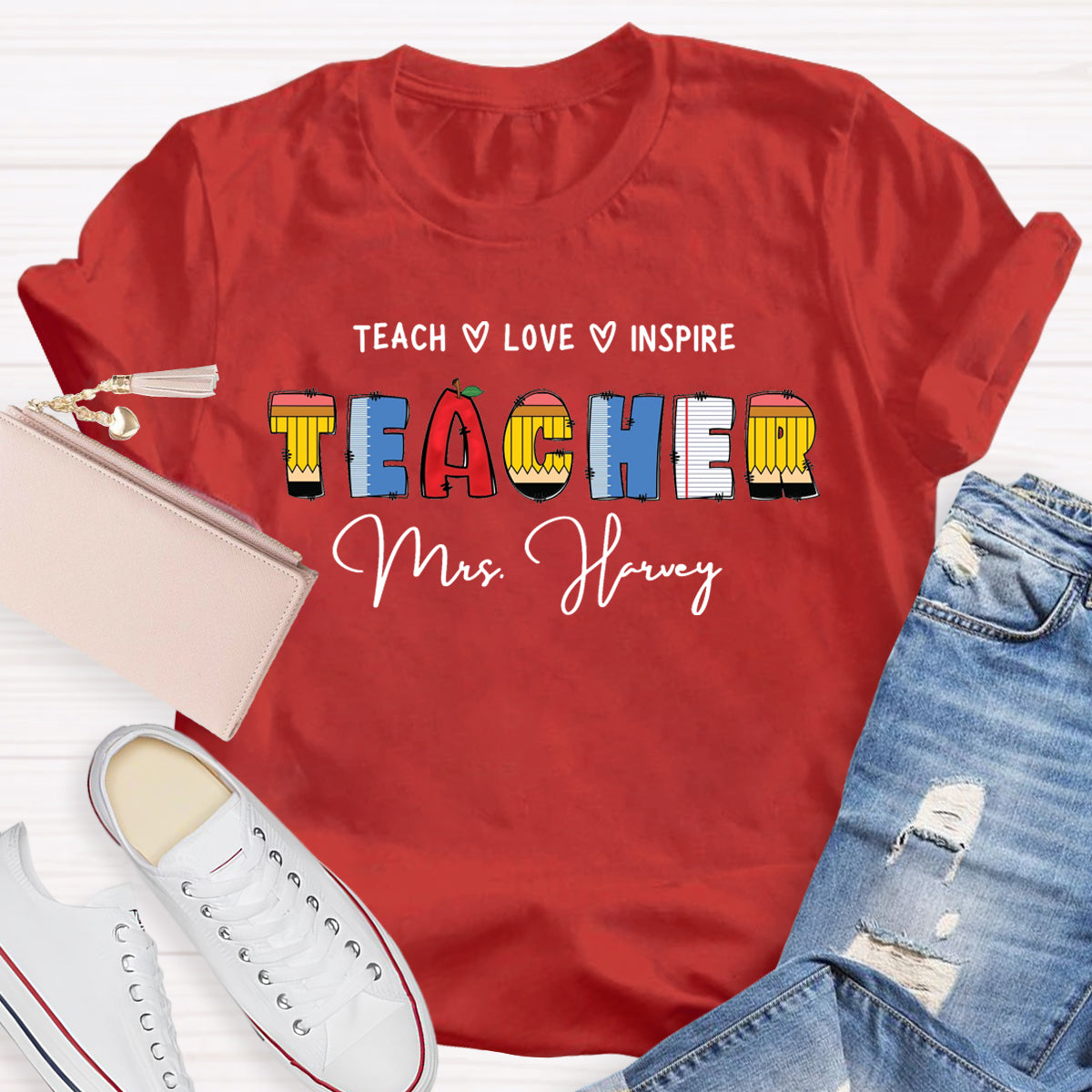 Personalized Name Teach Love Inspire T-Shirt