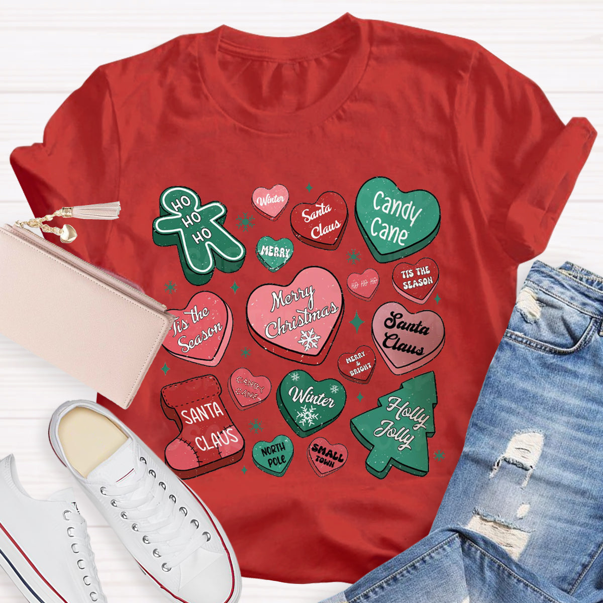 Candy Hearts Christmas T-Shirt