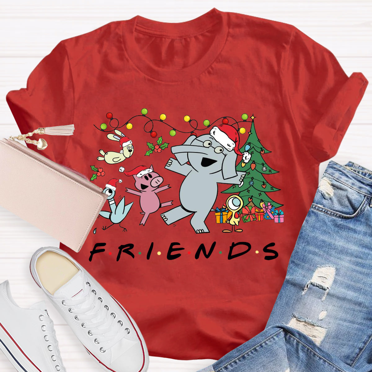 Friends Elephant And Piggie Christmas T-Shirt