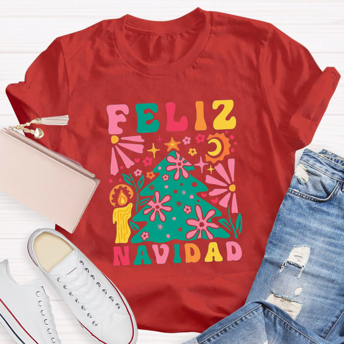 Feliz Navidad Spanish Christmas Teacher T-Shirt