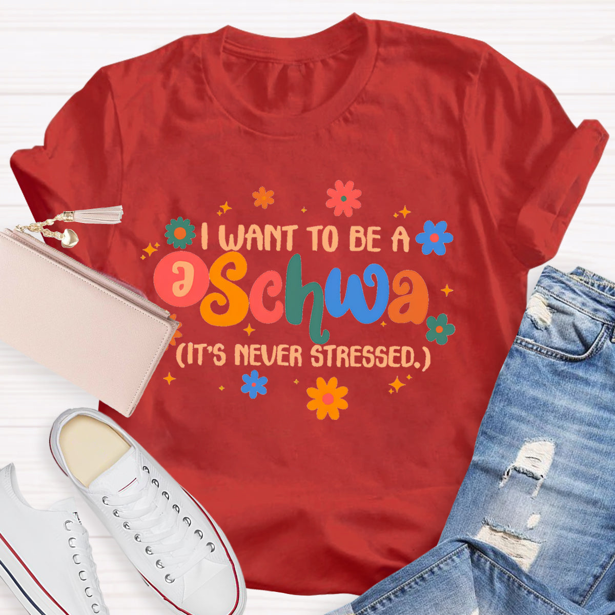 I Want To Be A Schwa It's Never Stressed Floral T-Shirt