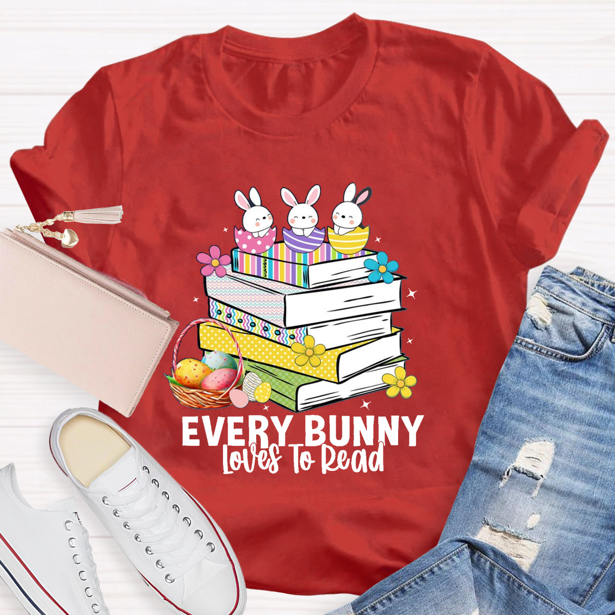 Every Bunny Loves To Read Teacher T-Shirt