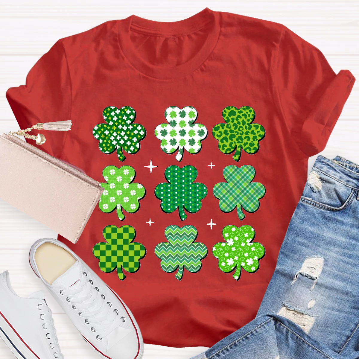 Multi Shamrock St Patricks Day T-Shirt