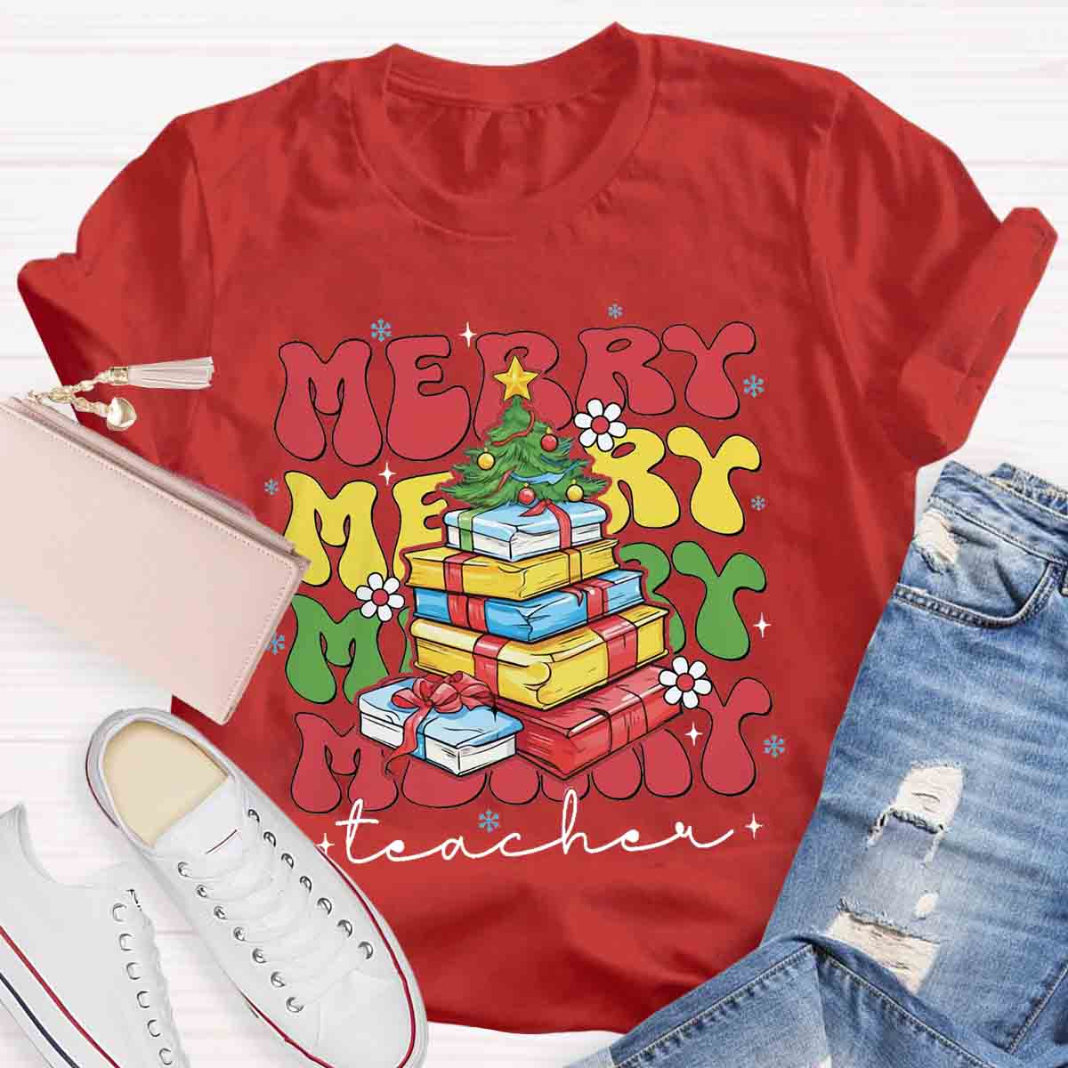 Merry Christmas Tree Teacher T-Shirt