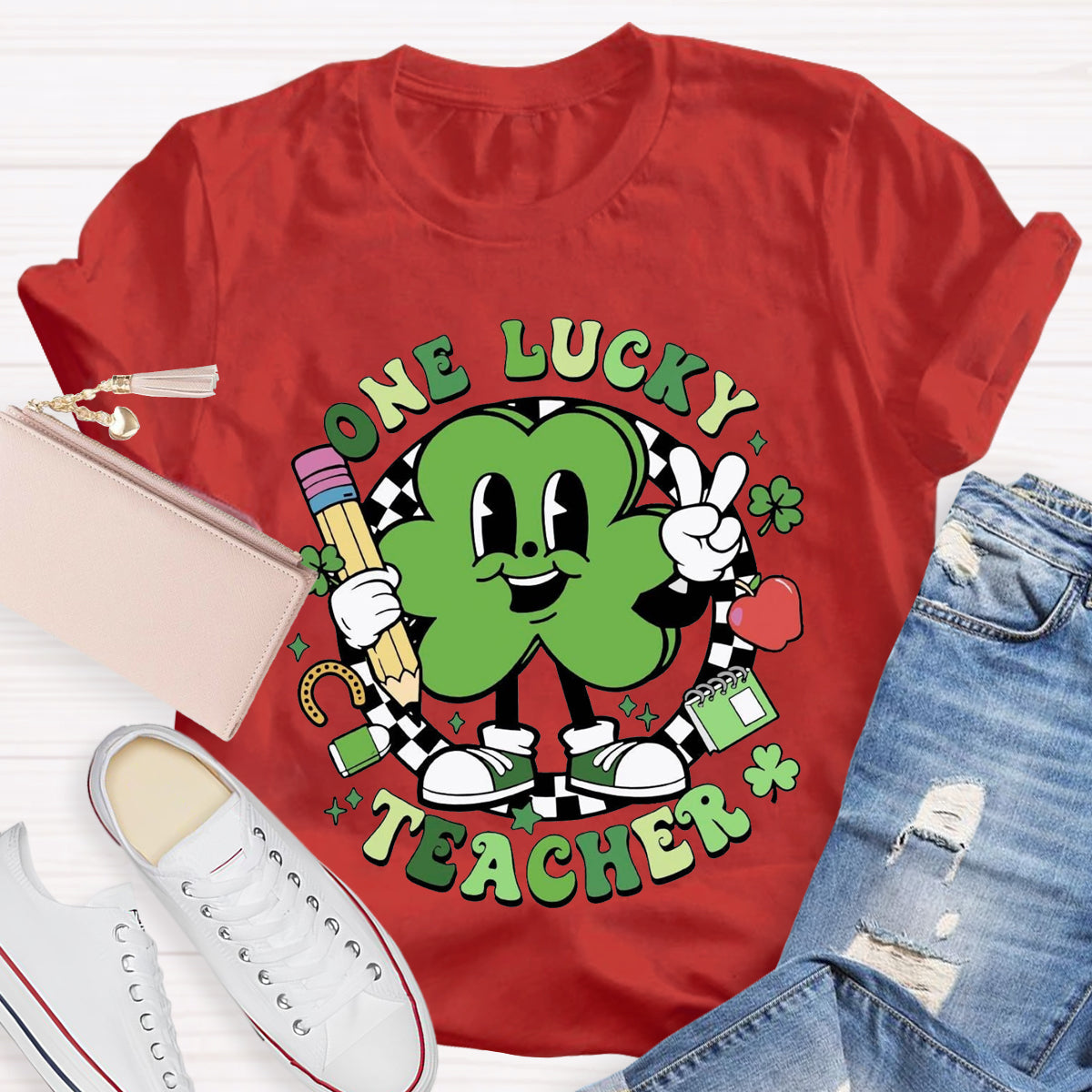 One Lucky Teacher Shamrock T-Shirt