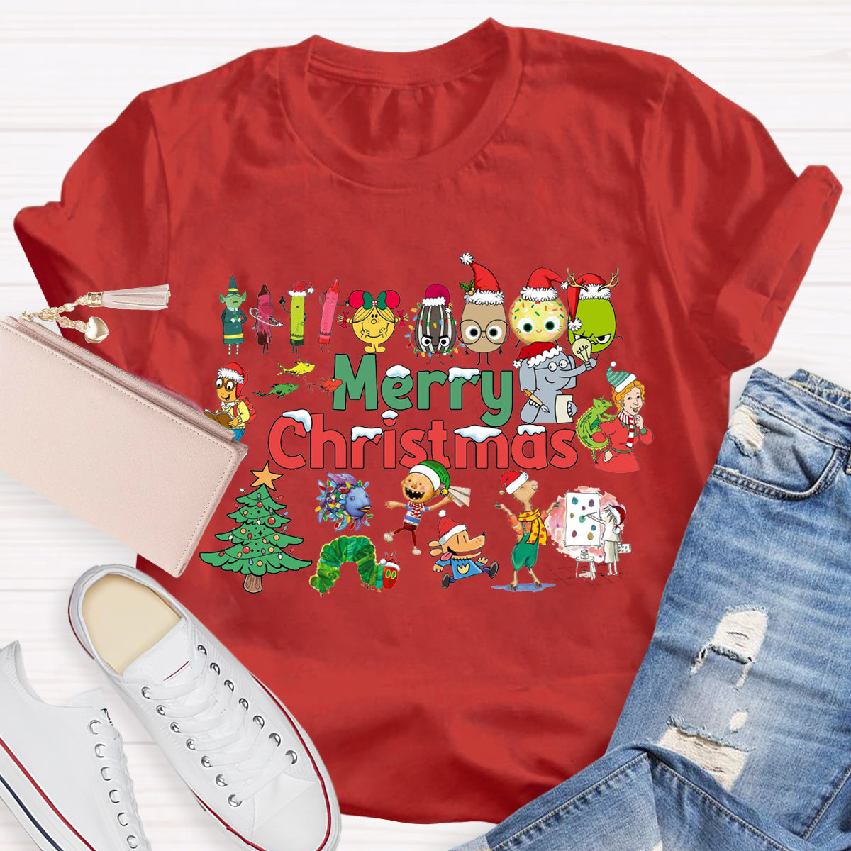 Merry Christmas Character Illustrations in Picture Books T-Shirt