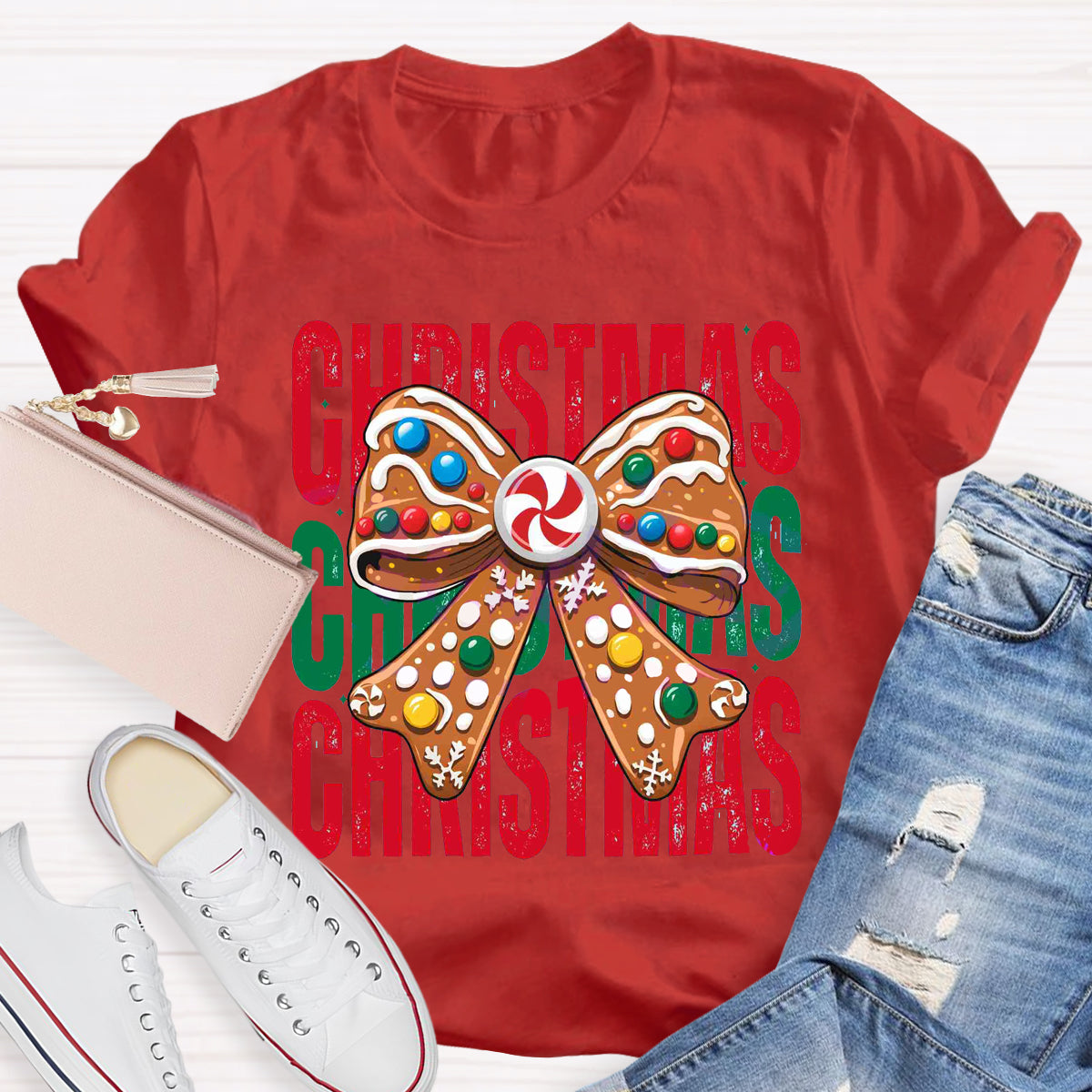 Nice Coquette Bow gingerbread Christmas T-Shirt