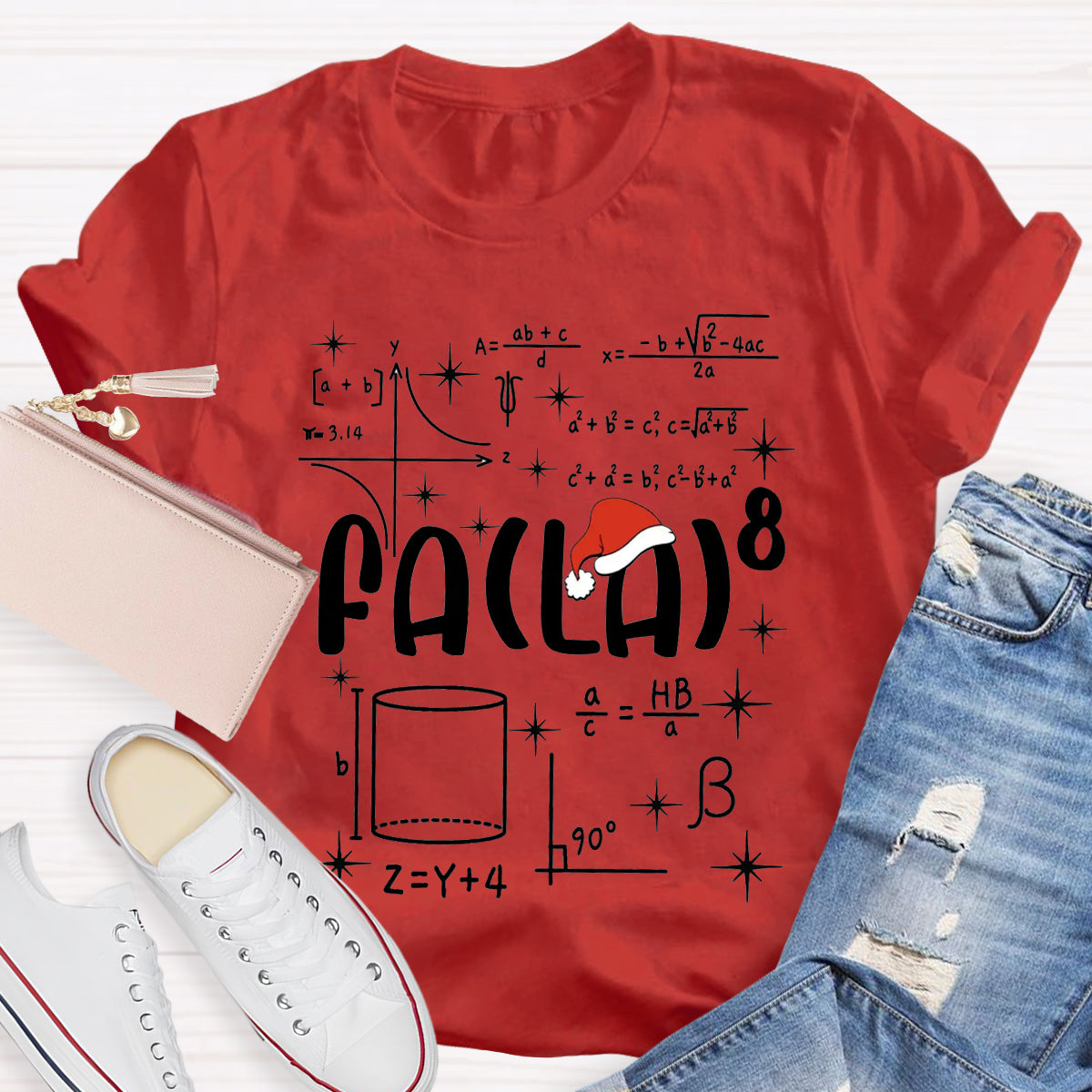 Fa La  Math Teacher Christmas T-Shirt