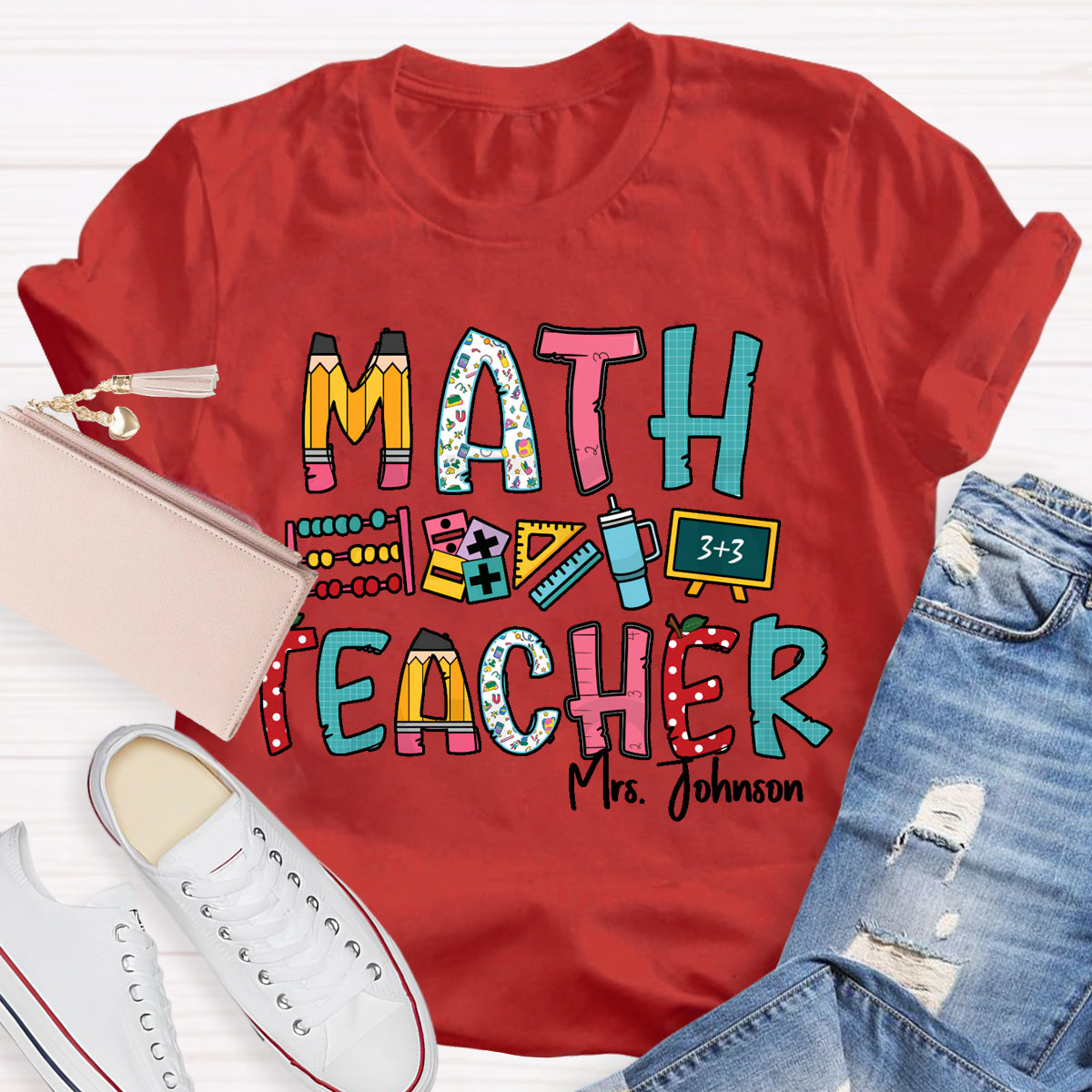 Personalized Math Teacher Name Mrs. Johnson T-Shirt