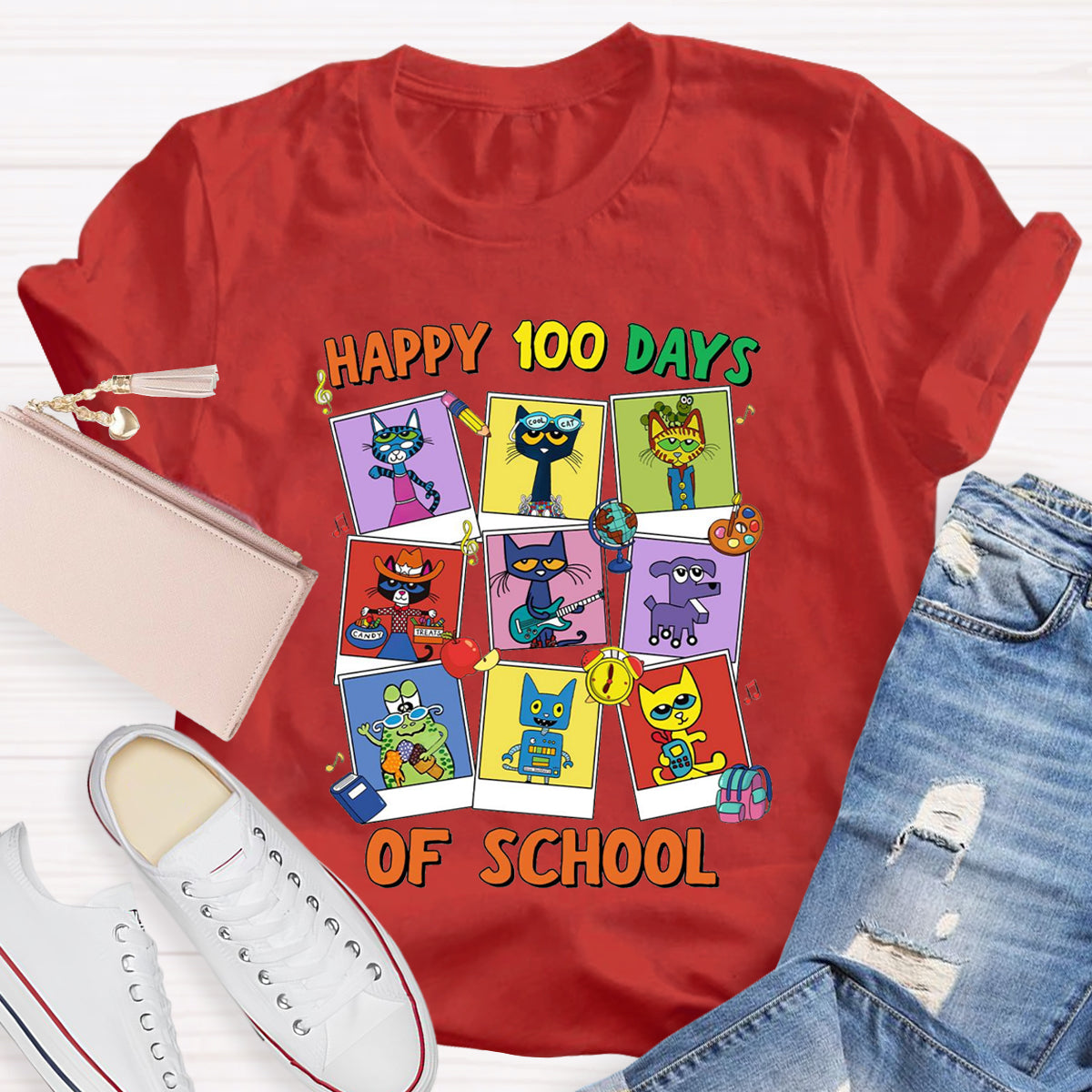 Pete The Cat Happy 100 Day Of School T-Shirt