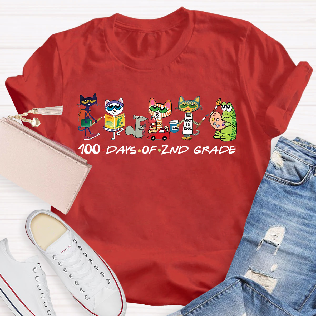 Personalized Grade 100 Days Of Second Grade Teacher T-Shirt