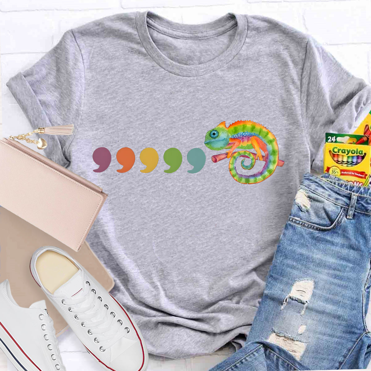 Comma Comma Chameleon Teacher T-Shirt