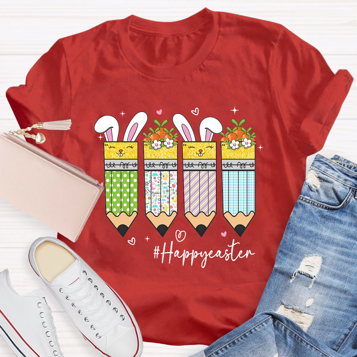 Happy Easter Pencil Teacher T-Shirt