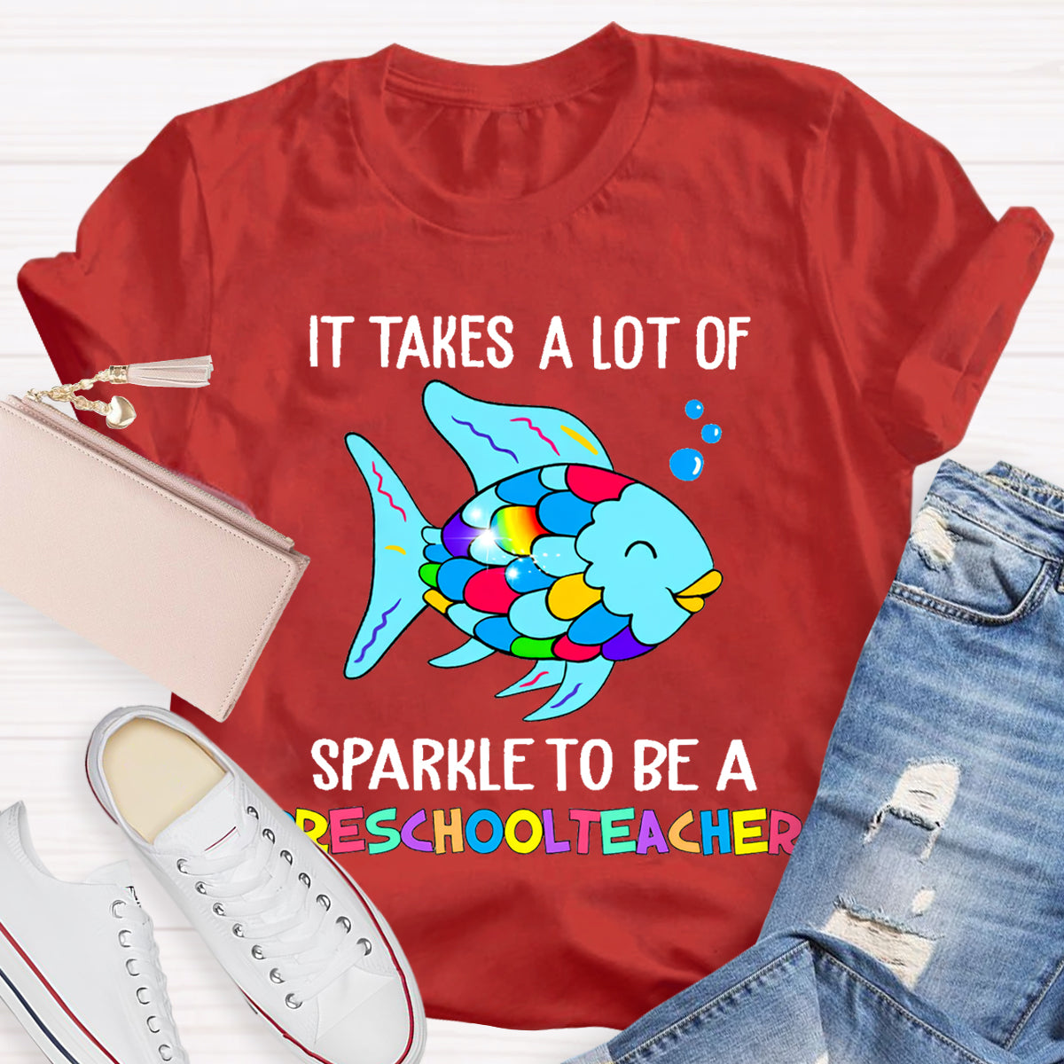 Personalized Grade It Takes A Lot Of Sparkle To Be A Preschool Teacher T-Shirt