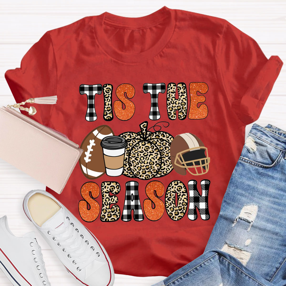 Tis The Season Game Day  Pumpkin Teacher T-Shirt