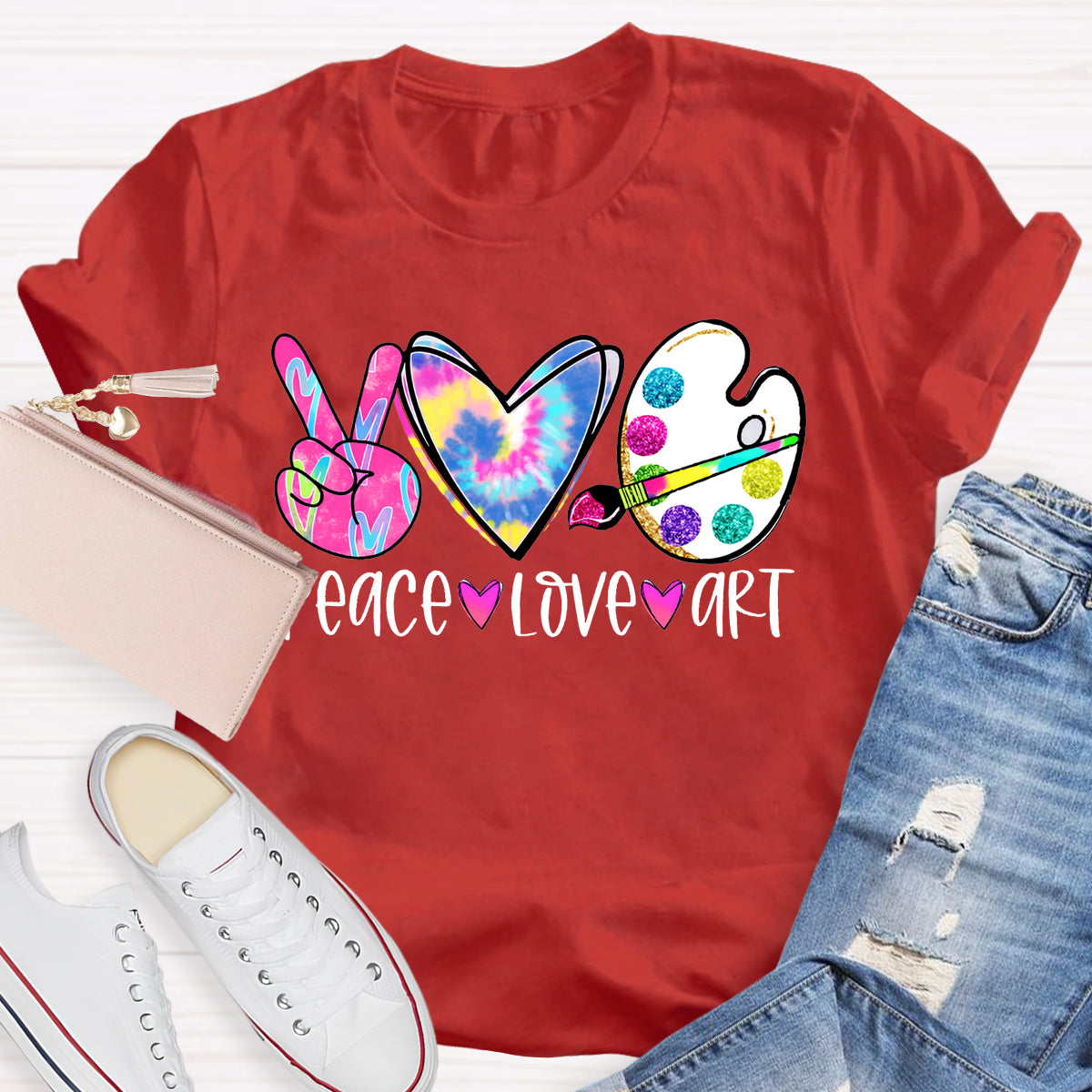 Peace Love Art Teacher T-shirt