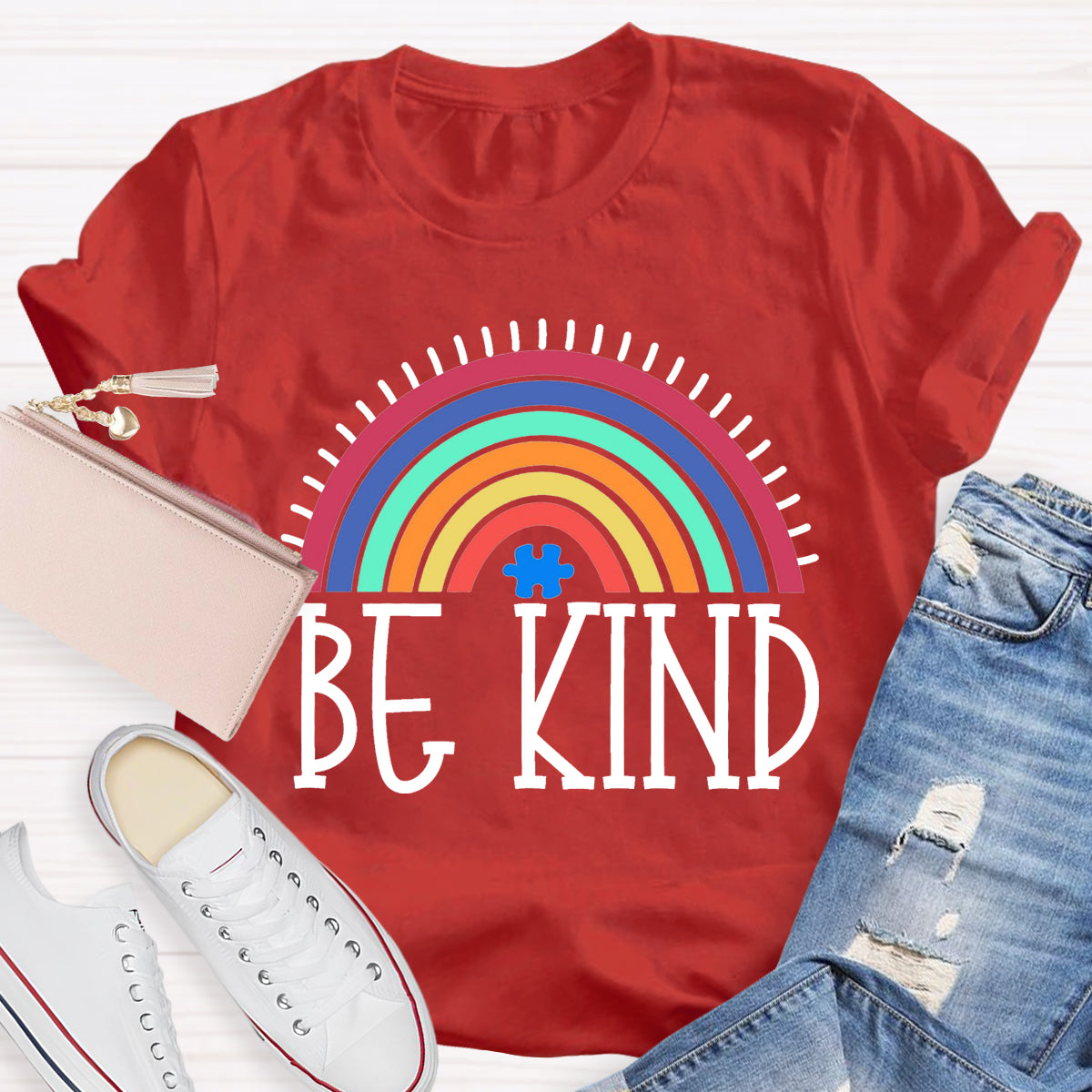 Be Kind Rainbow Teacher T-Shirt