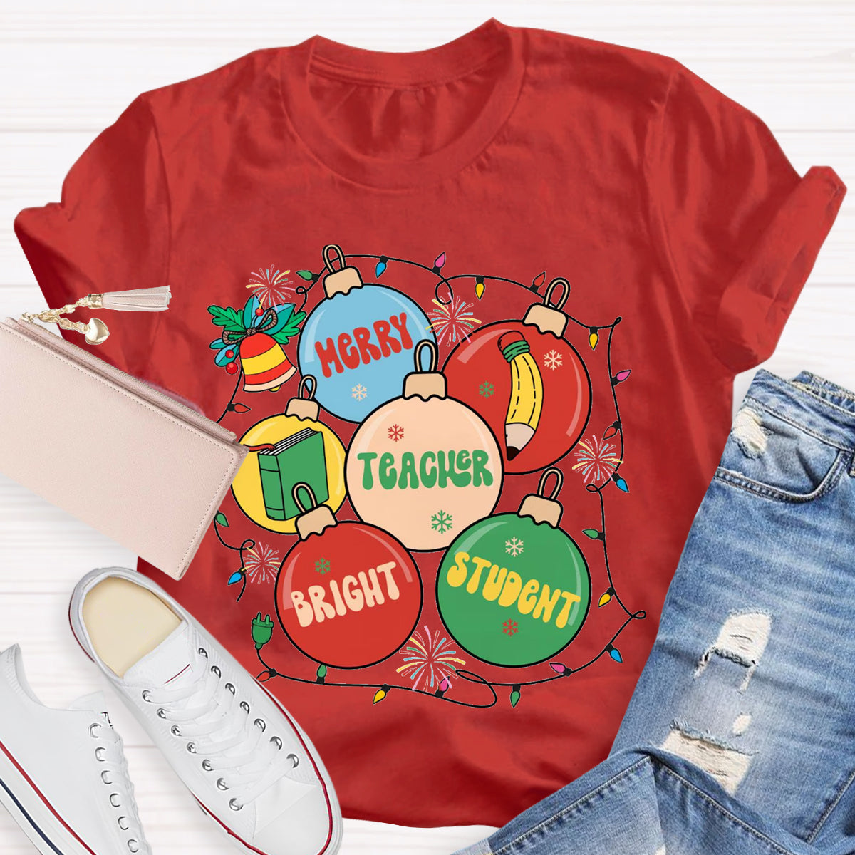 Merry Teacher  Bright Students T-Shirt