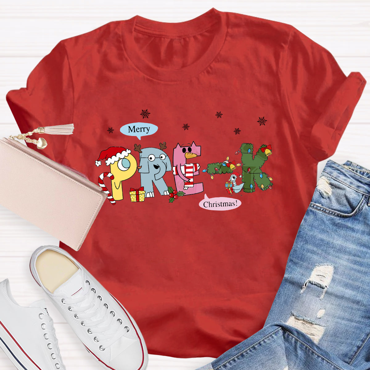 Personalized Grade Merry Christmas Tree Teacher T-Shirt