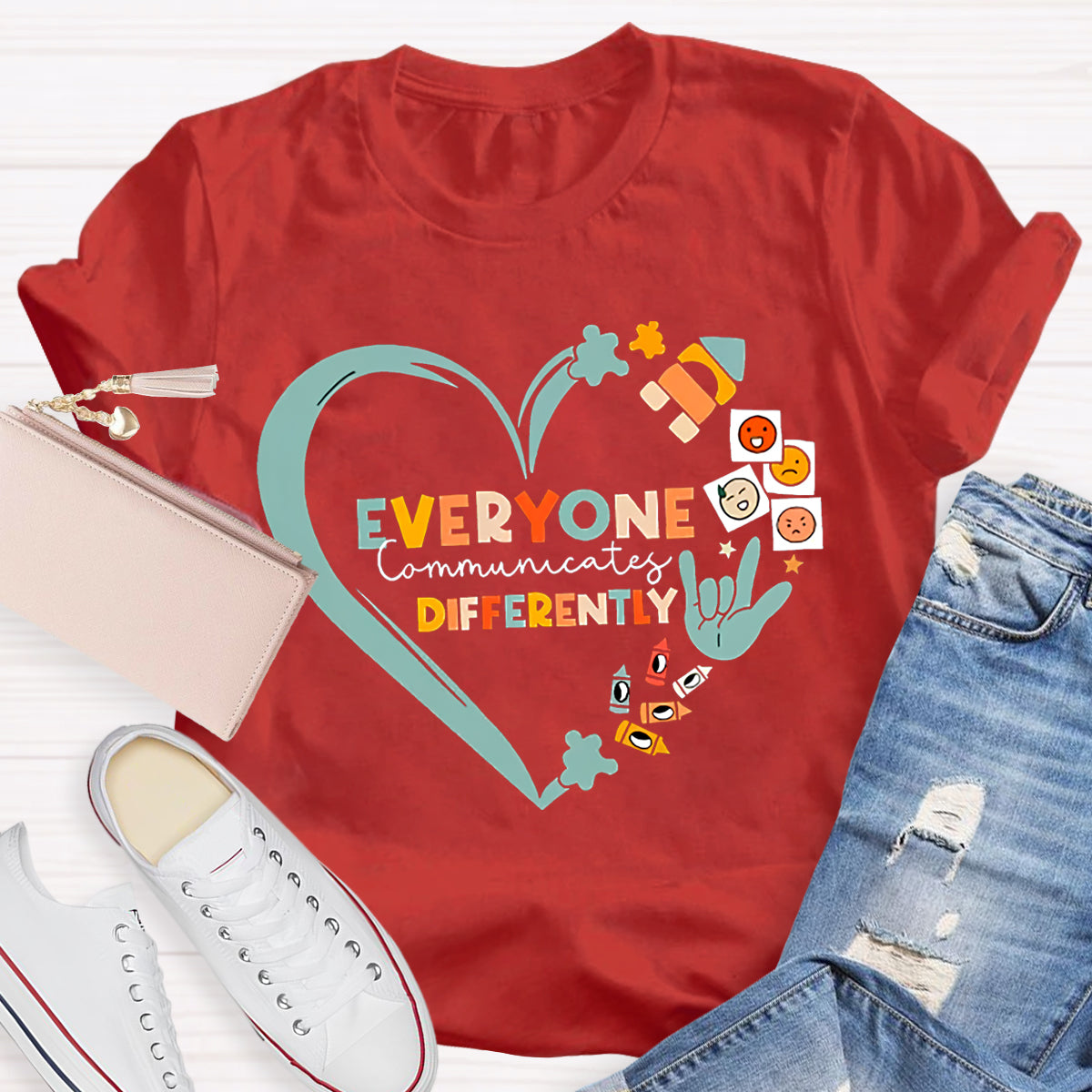 Everyone Communicates Differently Heart T-Shirt