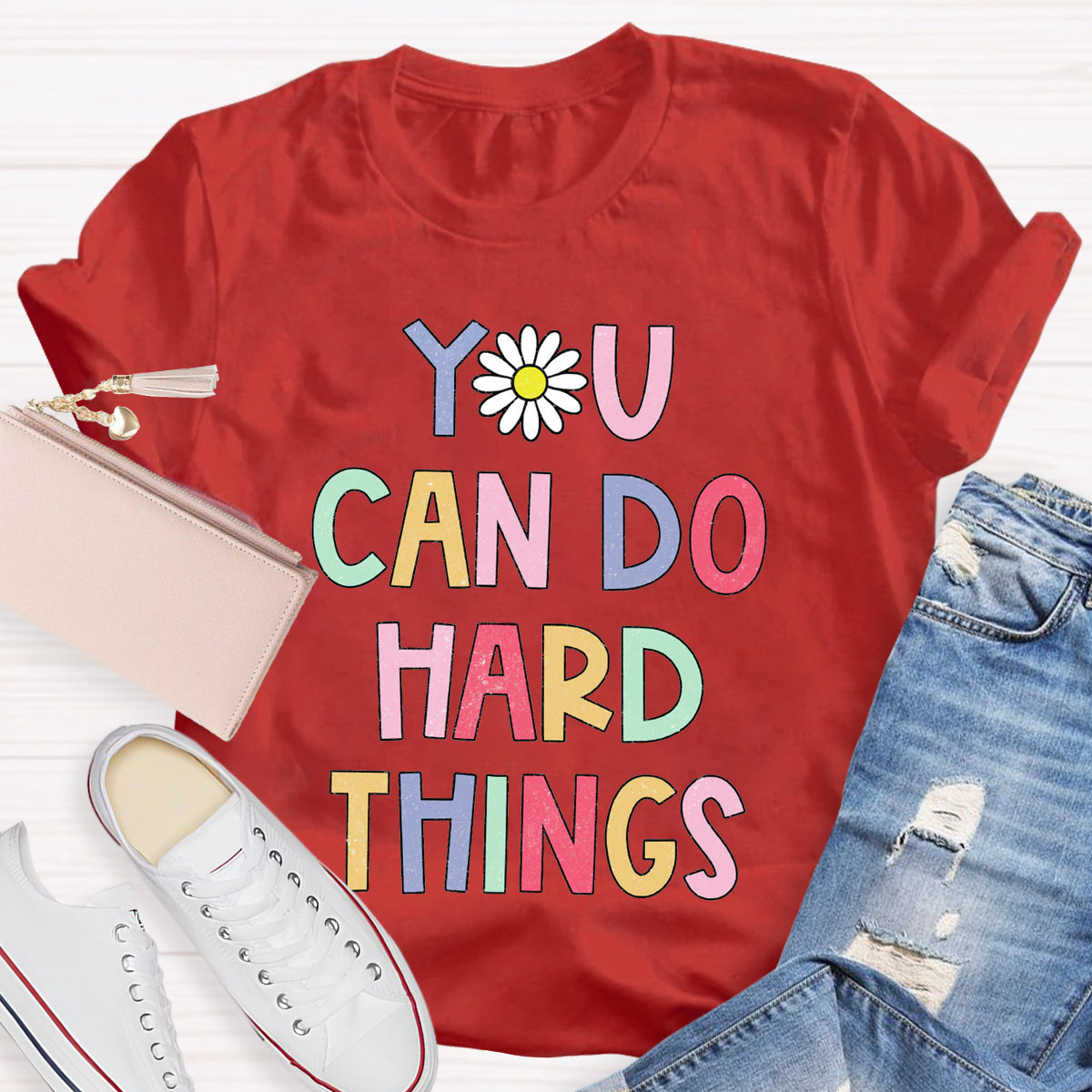 Floral You Can Do Hard Things T-shirt