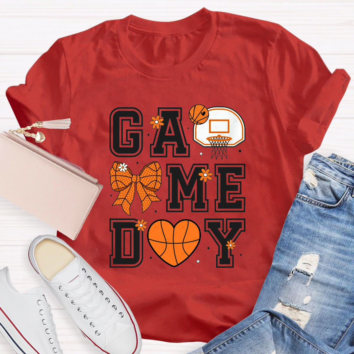 Game Day Bow Basketball T-Shirt