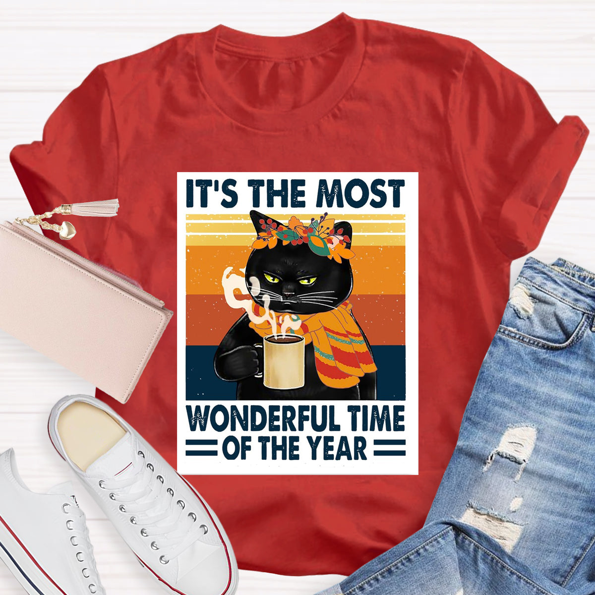 Black Cat It's The Most Wonderful Time Of The Year T-Shirt