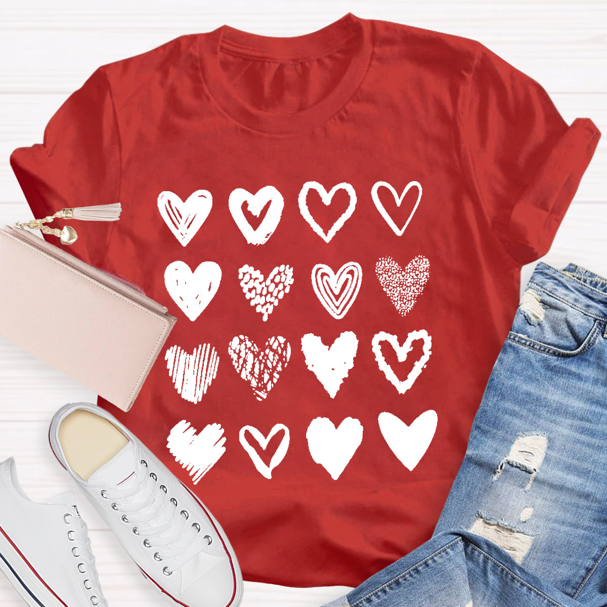 Valentine's Day Cute Heart Teacher T-Shirt