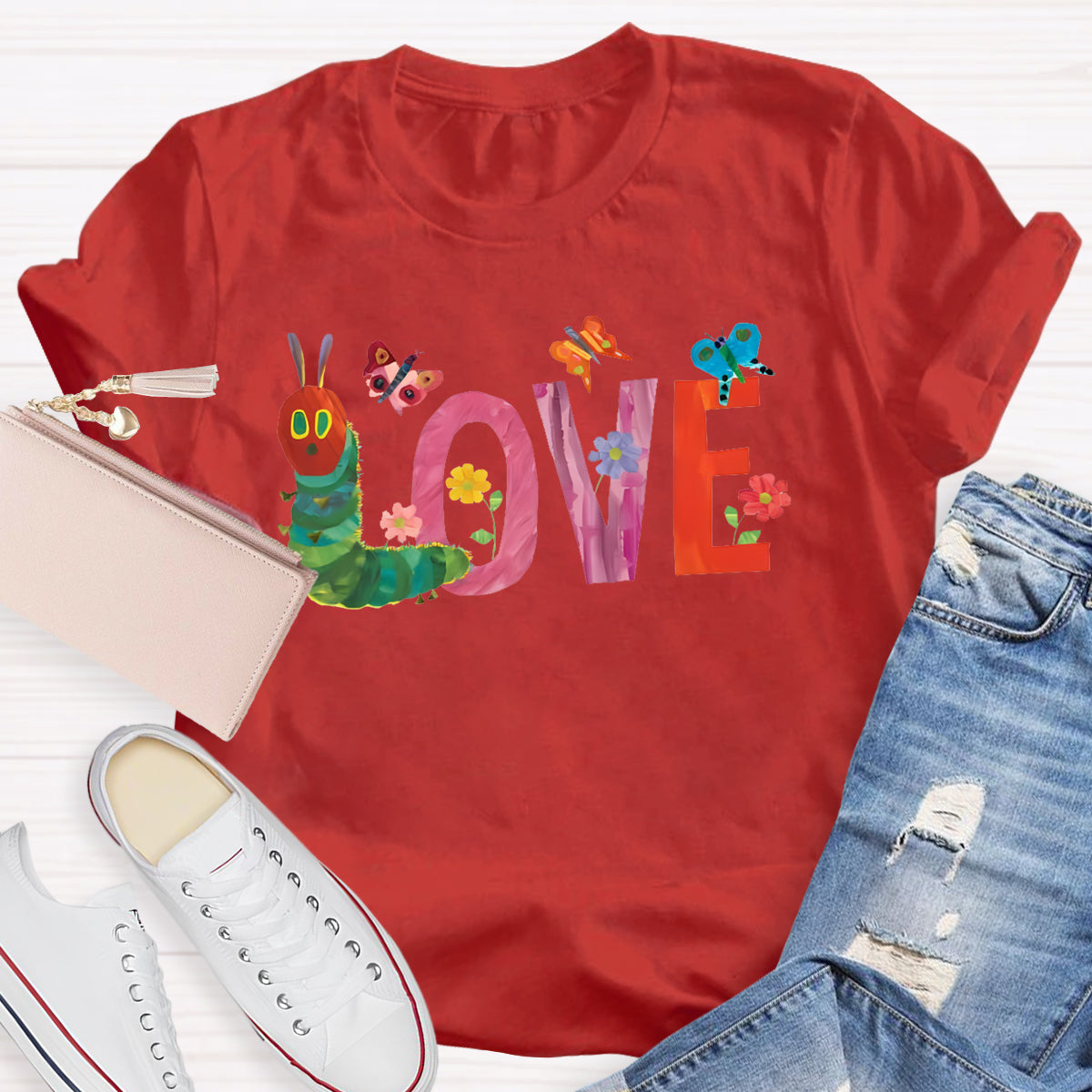 Caterpillar Butterfly Love Teacher T-Shirt