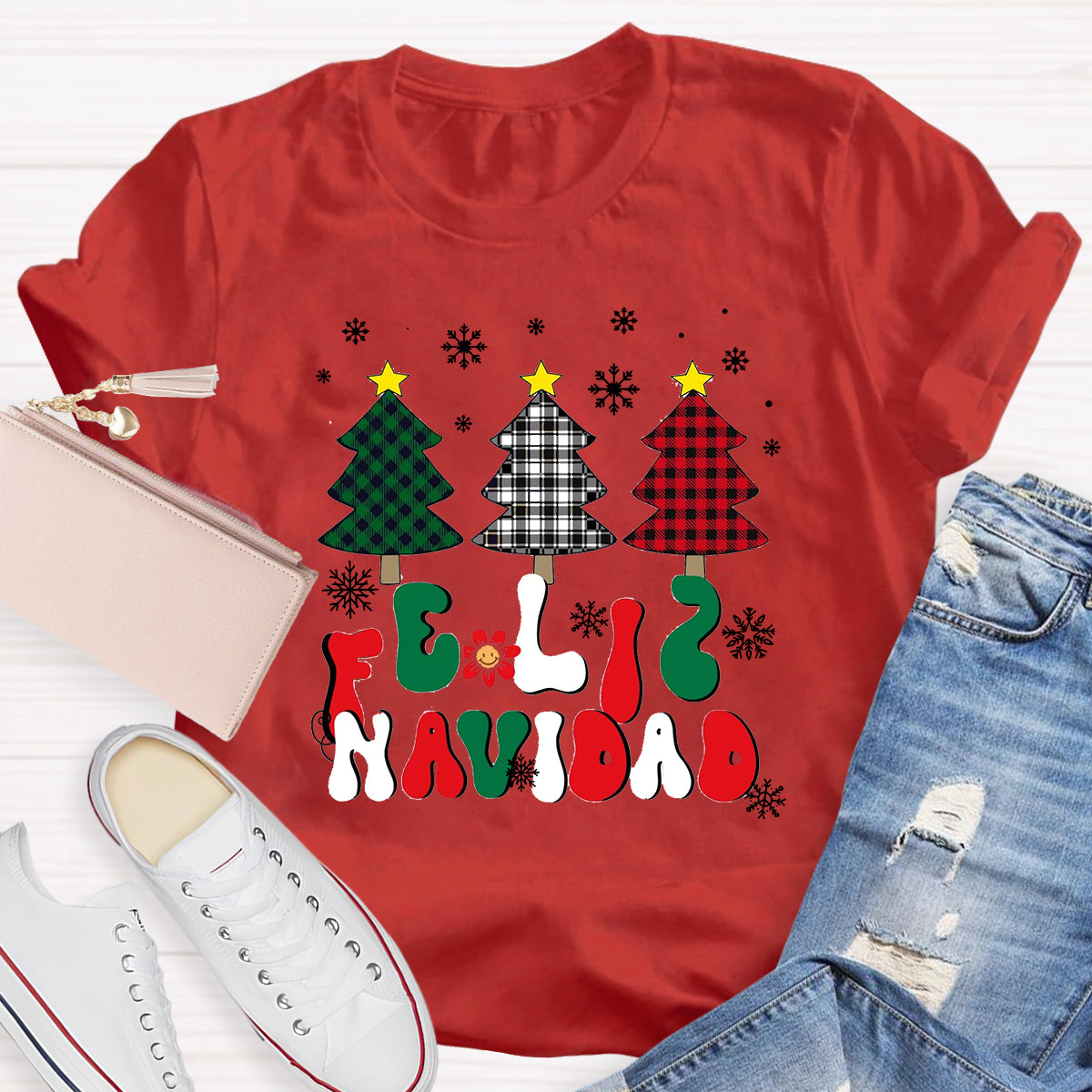 Spanish Christmas Feliz Navidad Teacher T-Shirt