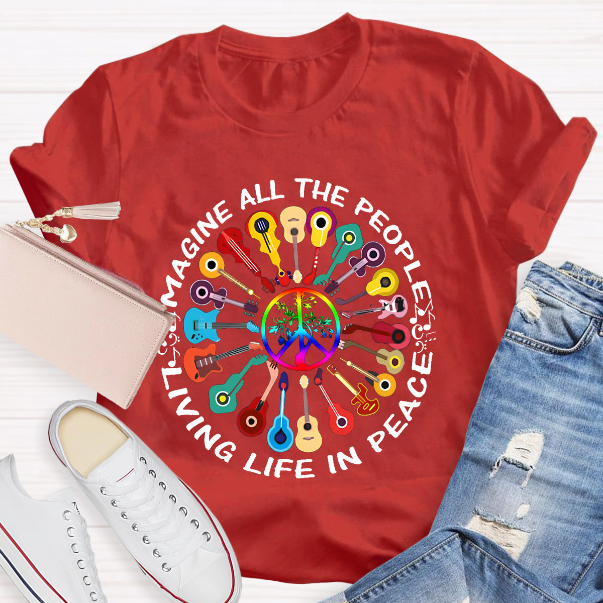 Imagine All The People Living Life In Peace T-Shirt