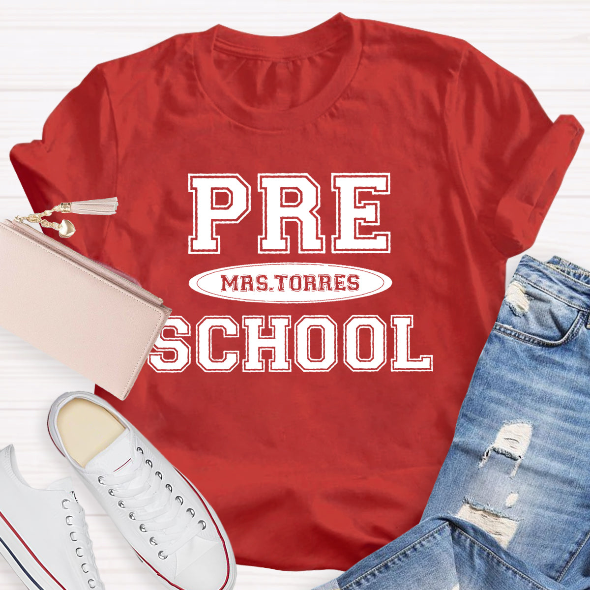 Personalized Preschool Teacher Name T-Shirt