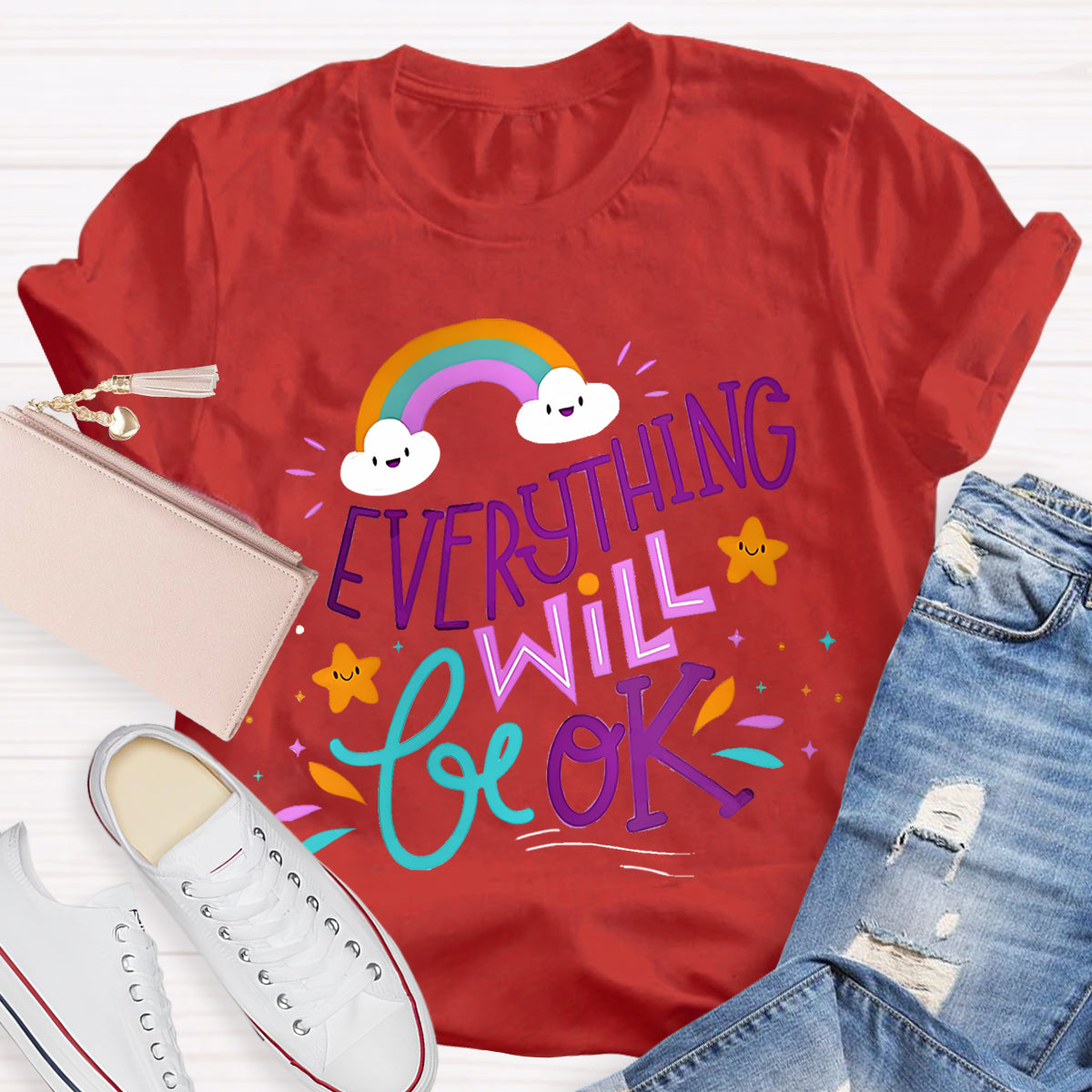 Everything Will Be Ok Rainbow T-Shirt