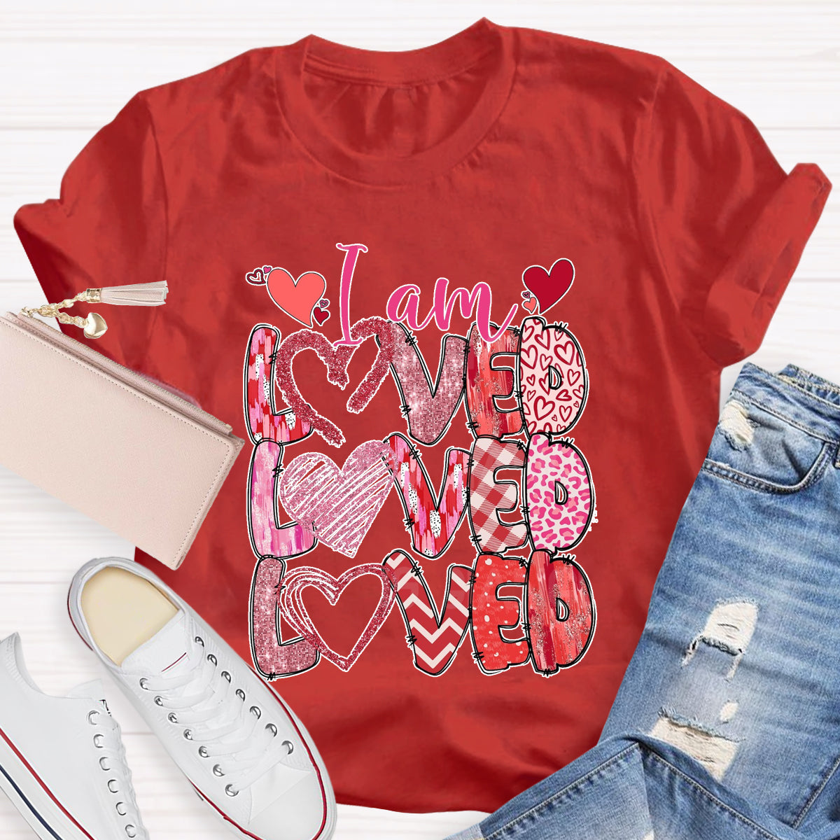 I am Loved Pink Heart T-Shirt