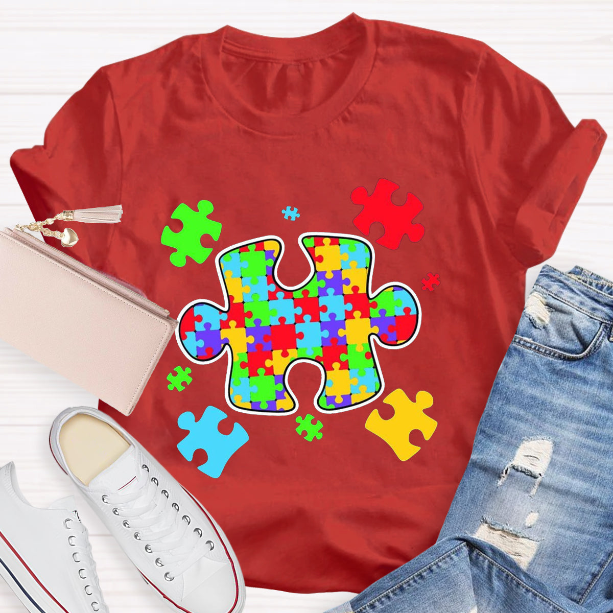 Special Education Colorful Puzzle T-Shirt