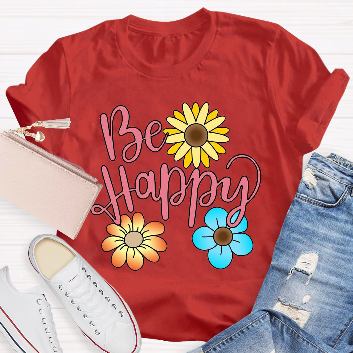 Be Happy Brighter Flower T-Shirt