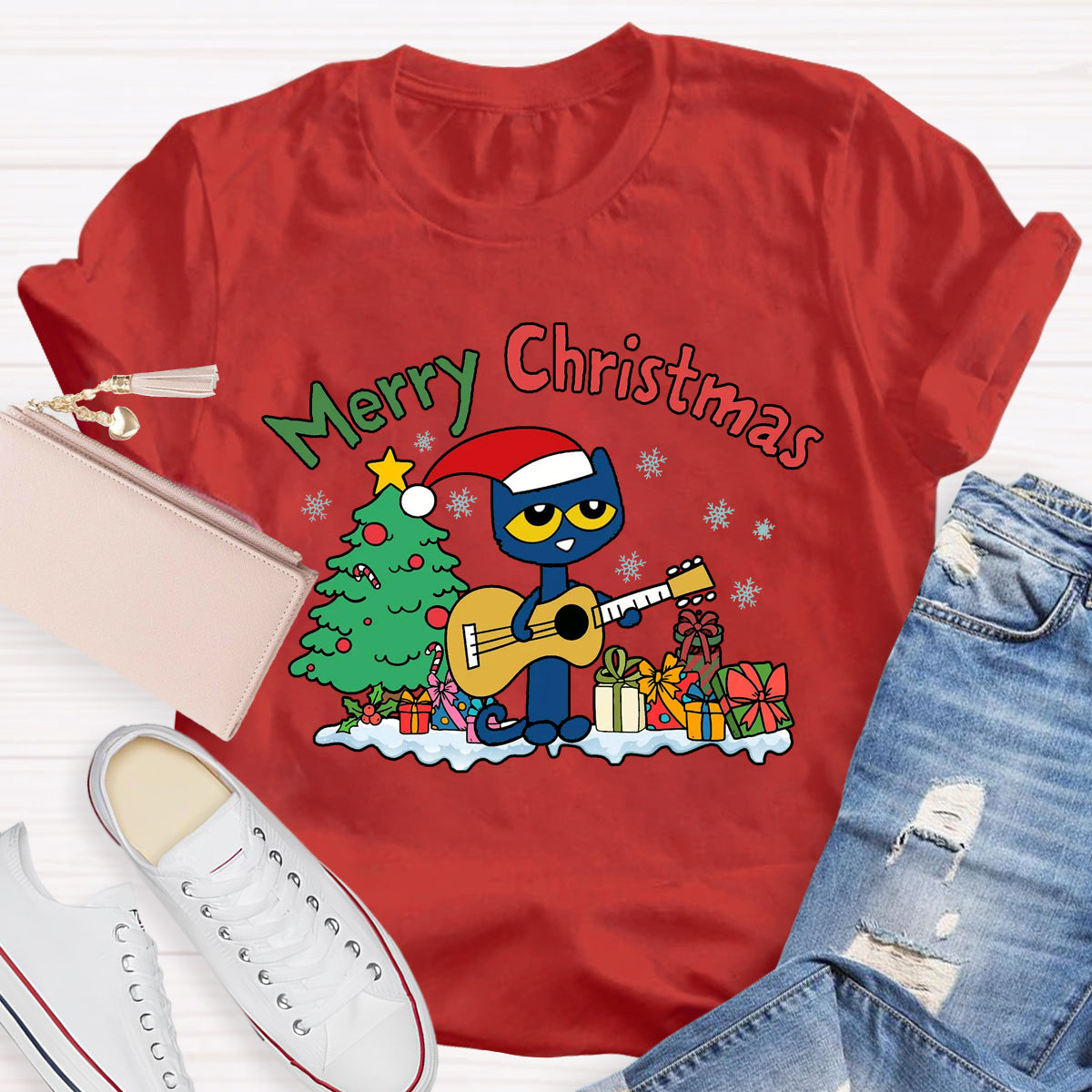 Merry Christmas Pete Groovy Cat T-Shirt