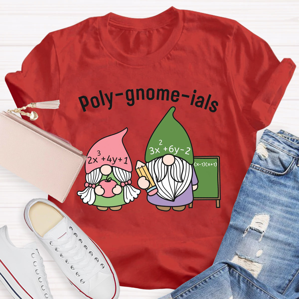 Funny Math Teacher Poly-gnome-ials Funny Gnome T-Shirt